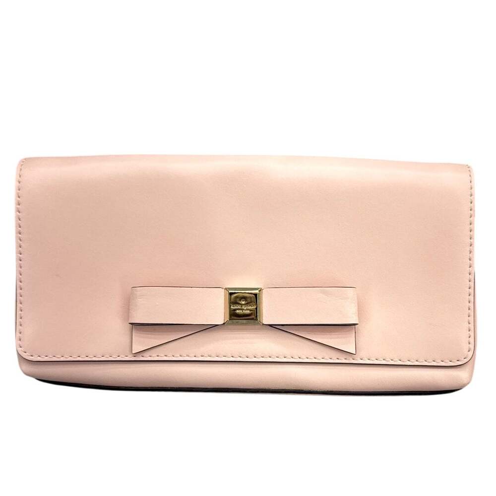 Kate Spade Light Pink Leather Bow Clutch Purse